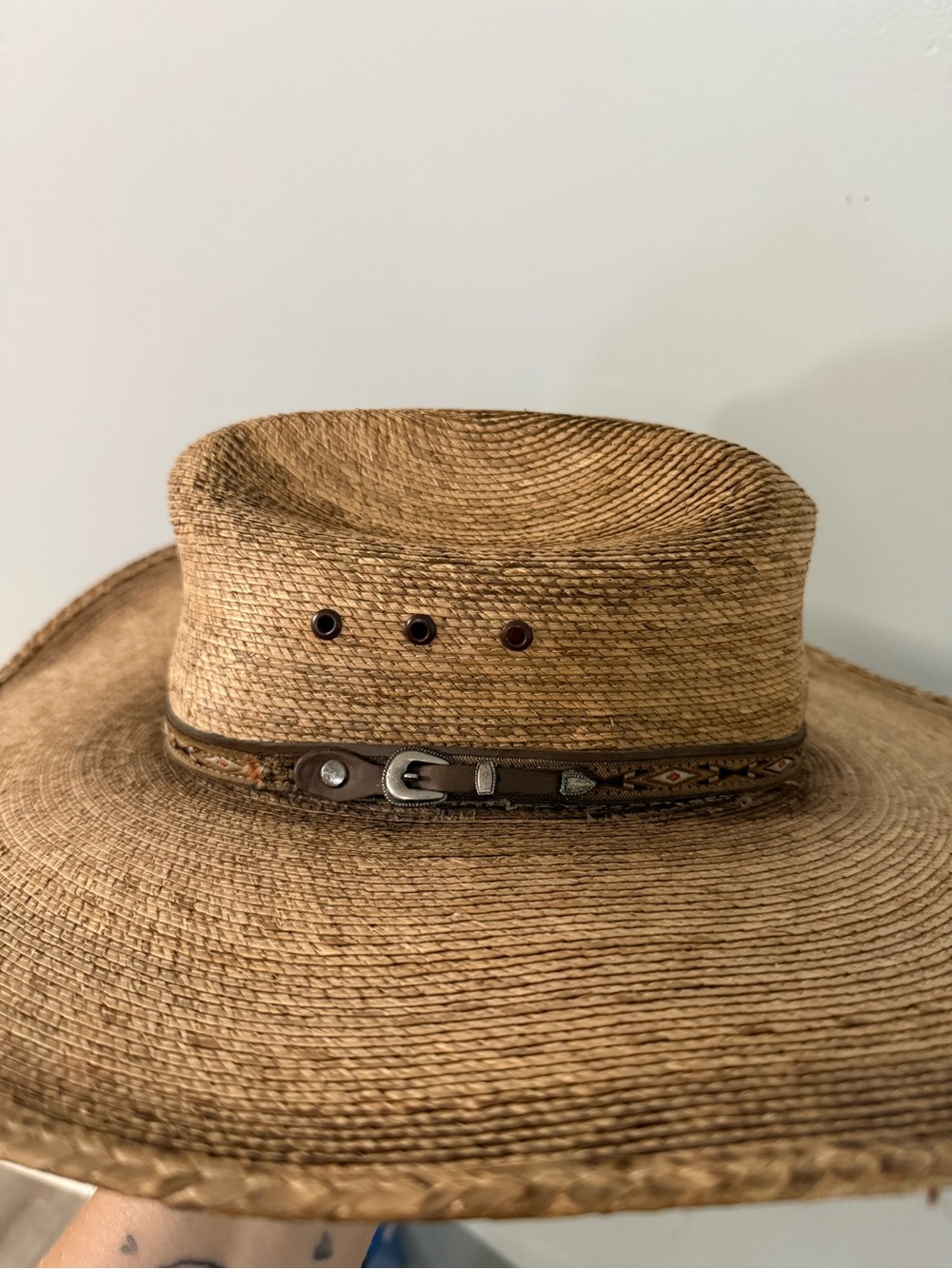 Justin Boots Wide-Brim Straw Cowboy Hat - Natural Brown - Picture 2 of 6
